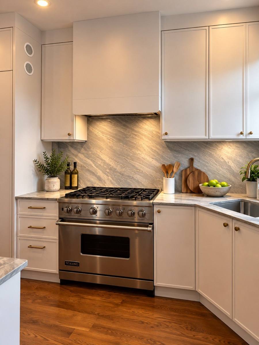 Range wall with custom cabinetry