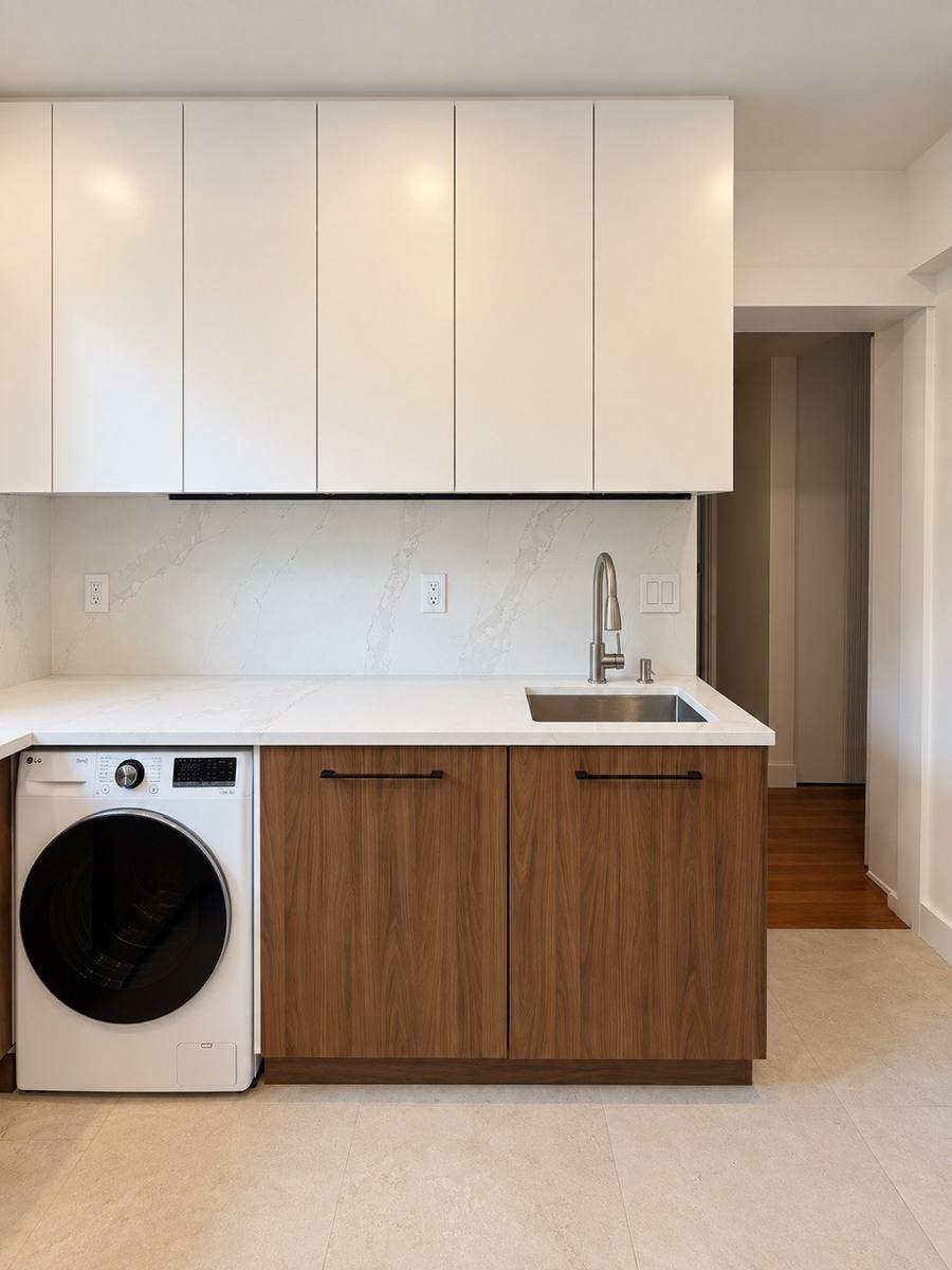 Sink run with built-in washer