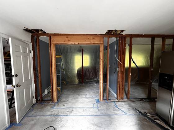 Old walls removed and reframed